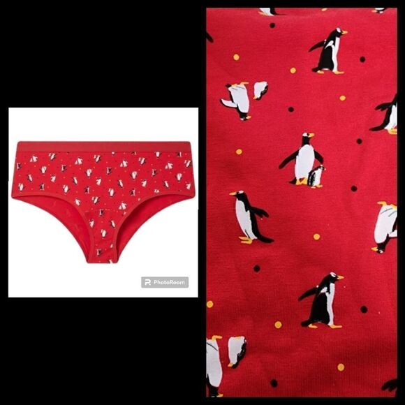 6X 30W Torrid Red Penguin Cheeky Panty Cotton Mid Rise Polkadot Arctic Stretch - Picture 1 of 6